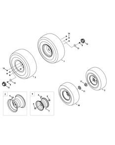 Front And Rear Wheels Diagram and Parts List for XT2-LX42KH (13APA1CS010-13WPA1CS010)(2015) Cub Cadet Lawn Tractor